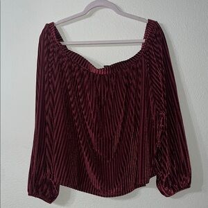 Forever 21 Red Off the Shoulder Bishop Sleeve Blouse